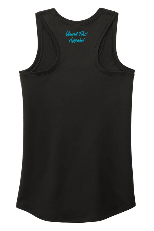 Black racerback tank with “Liberty or Death” patriotic slogan