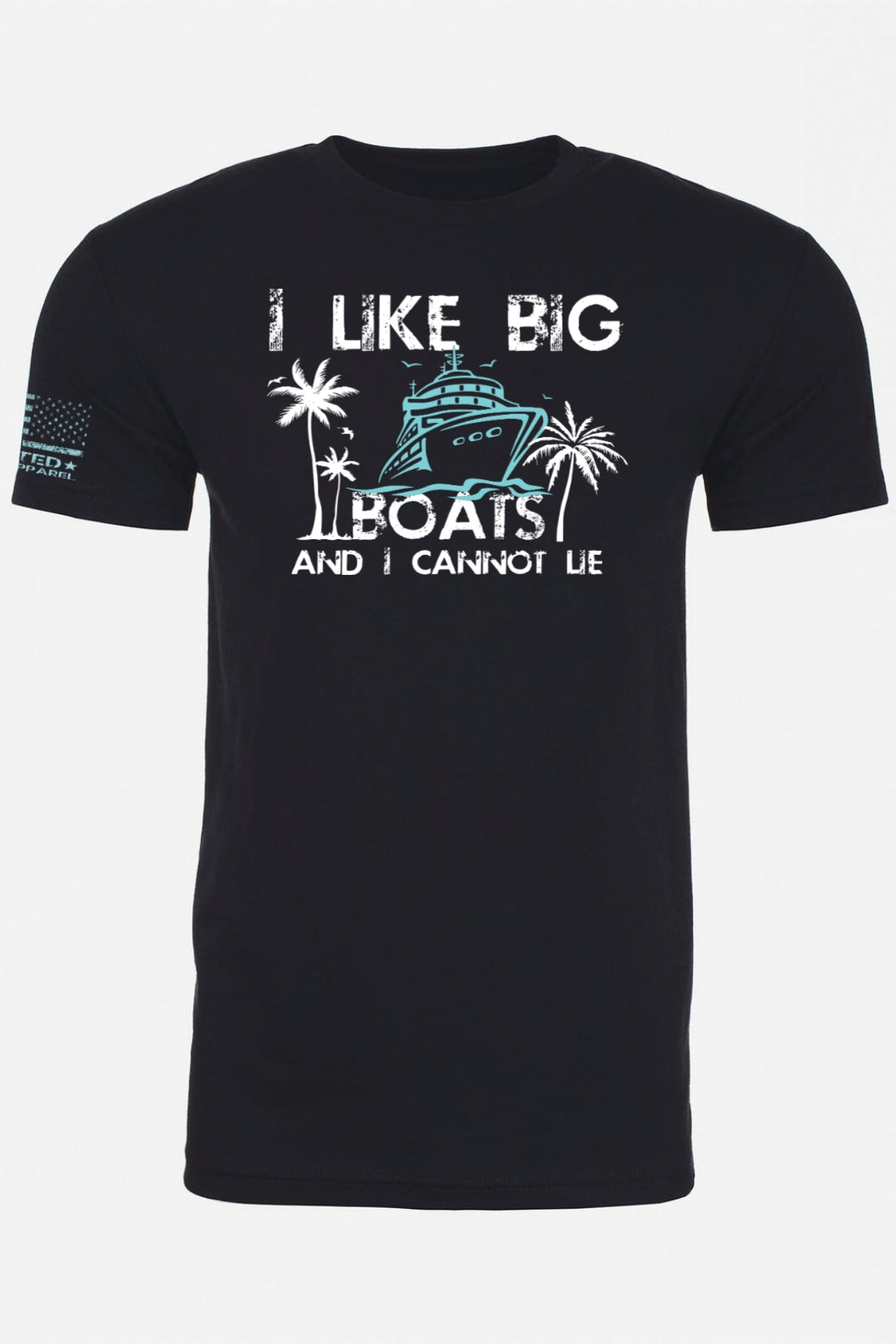 Black unisex t-shirt with I Like Big Boats and I Cannot Lie print