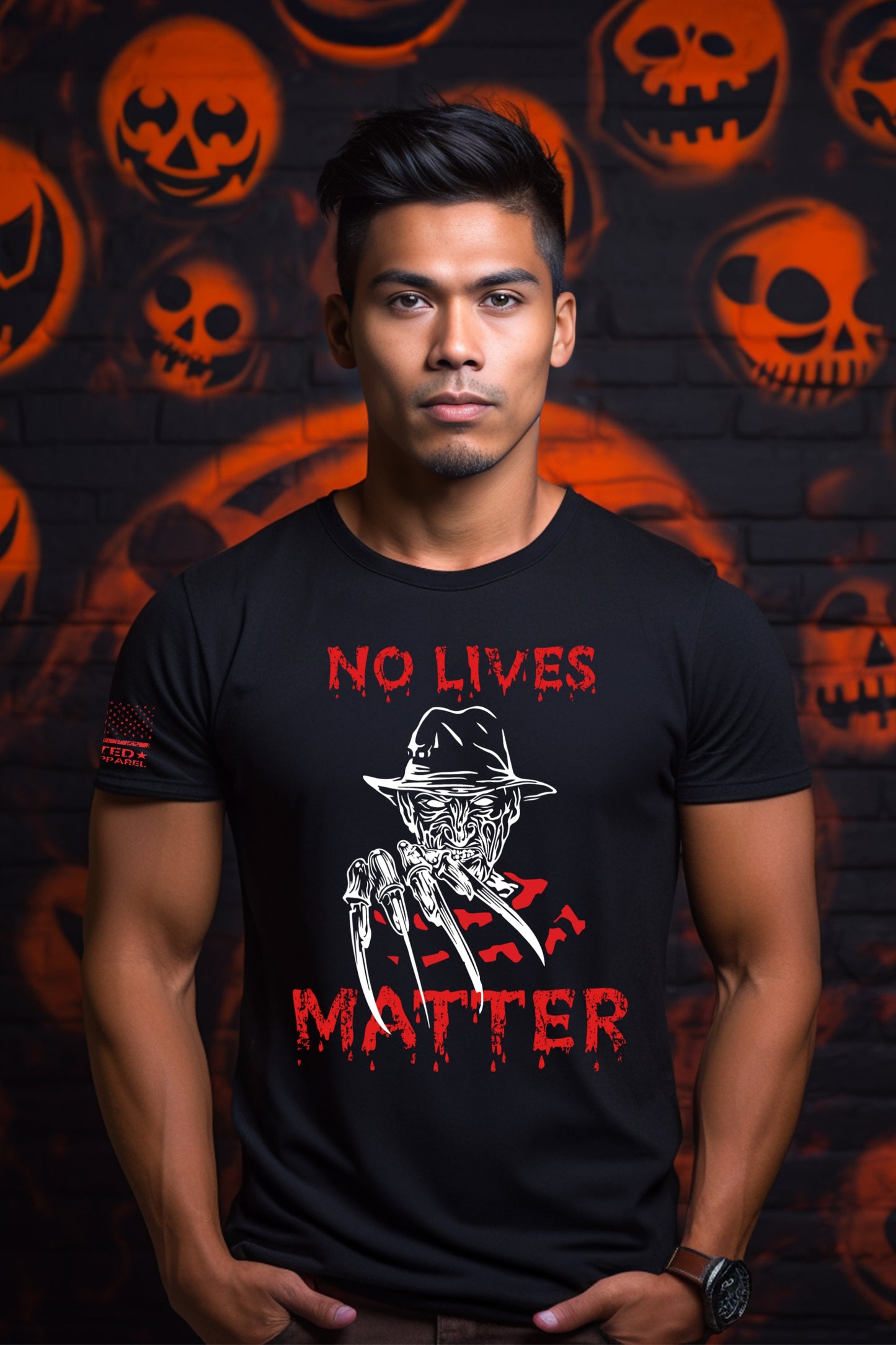 Scary and funny unisex tee with No Lives Matter message