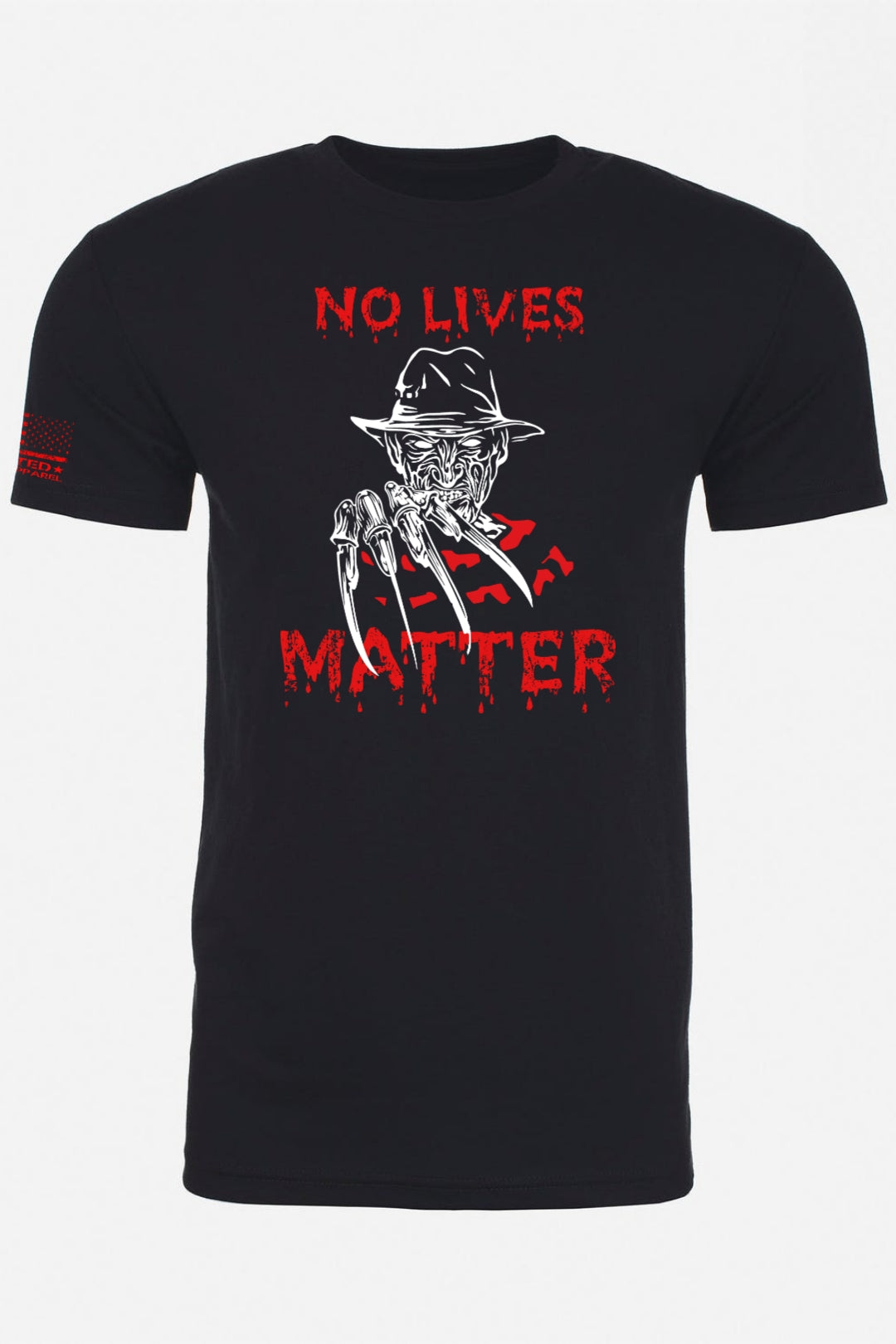 Freddy Krueger-inspired horror tee with blood print
