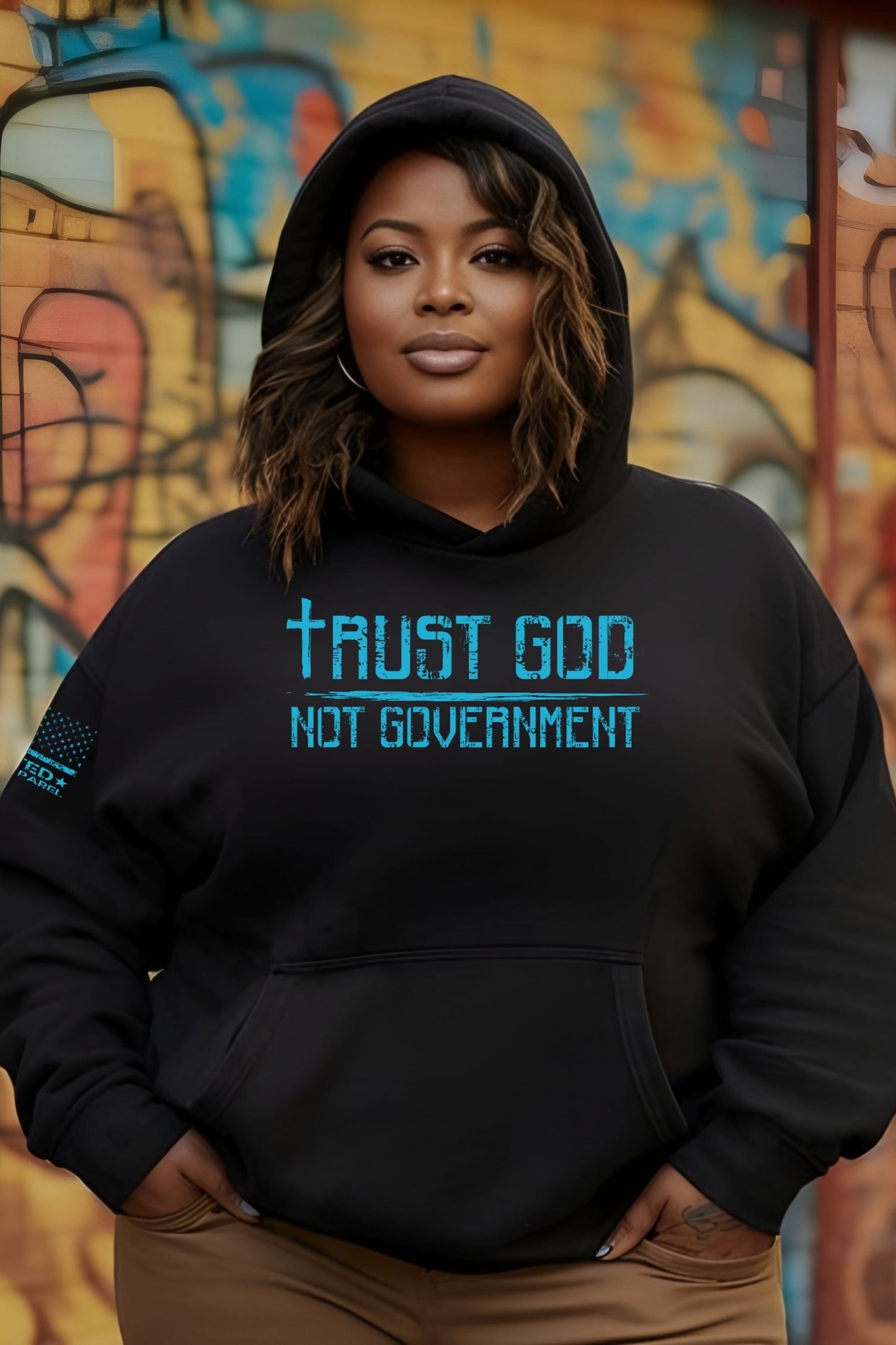 Bold faith-based hoodie for patriots and believers