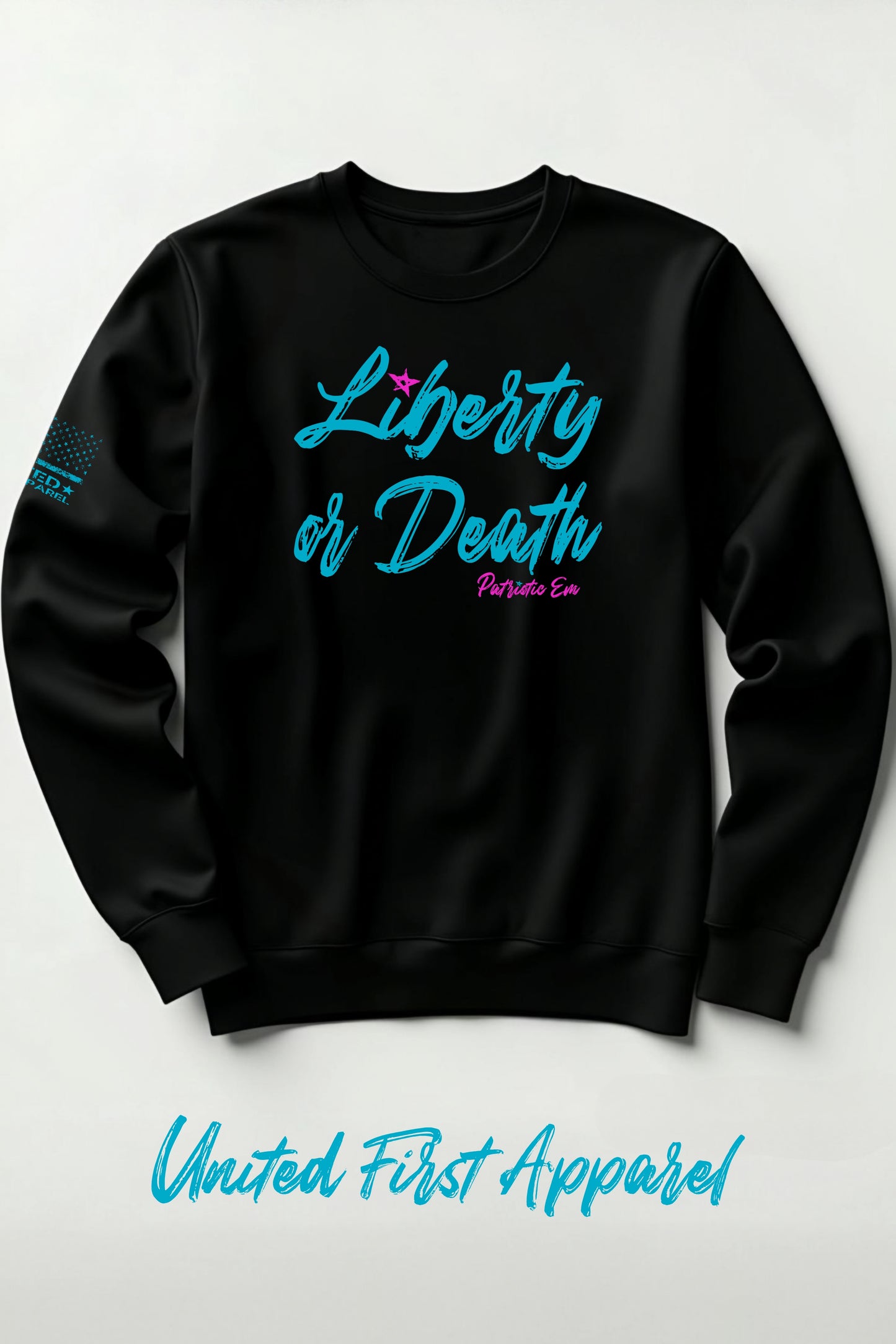 “Liberty or Death” crewneck sweatshirt – bold patriotic graphic