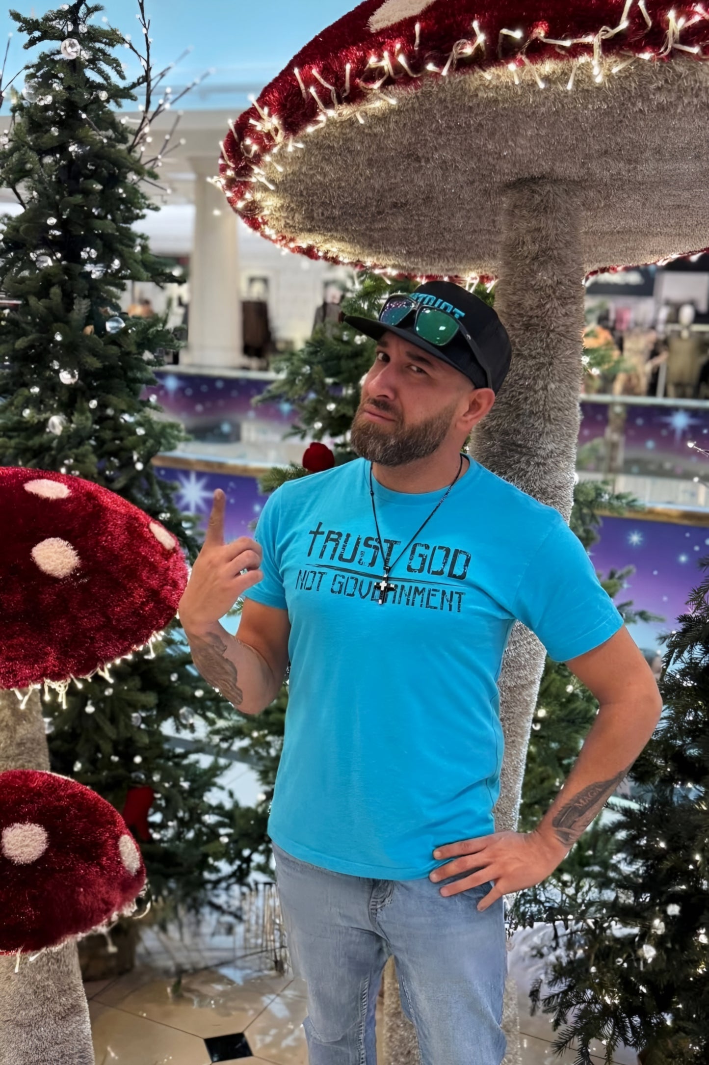 Patriotic Christian shirt with cross symbol and anti-government message