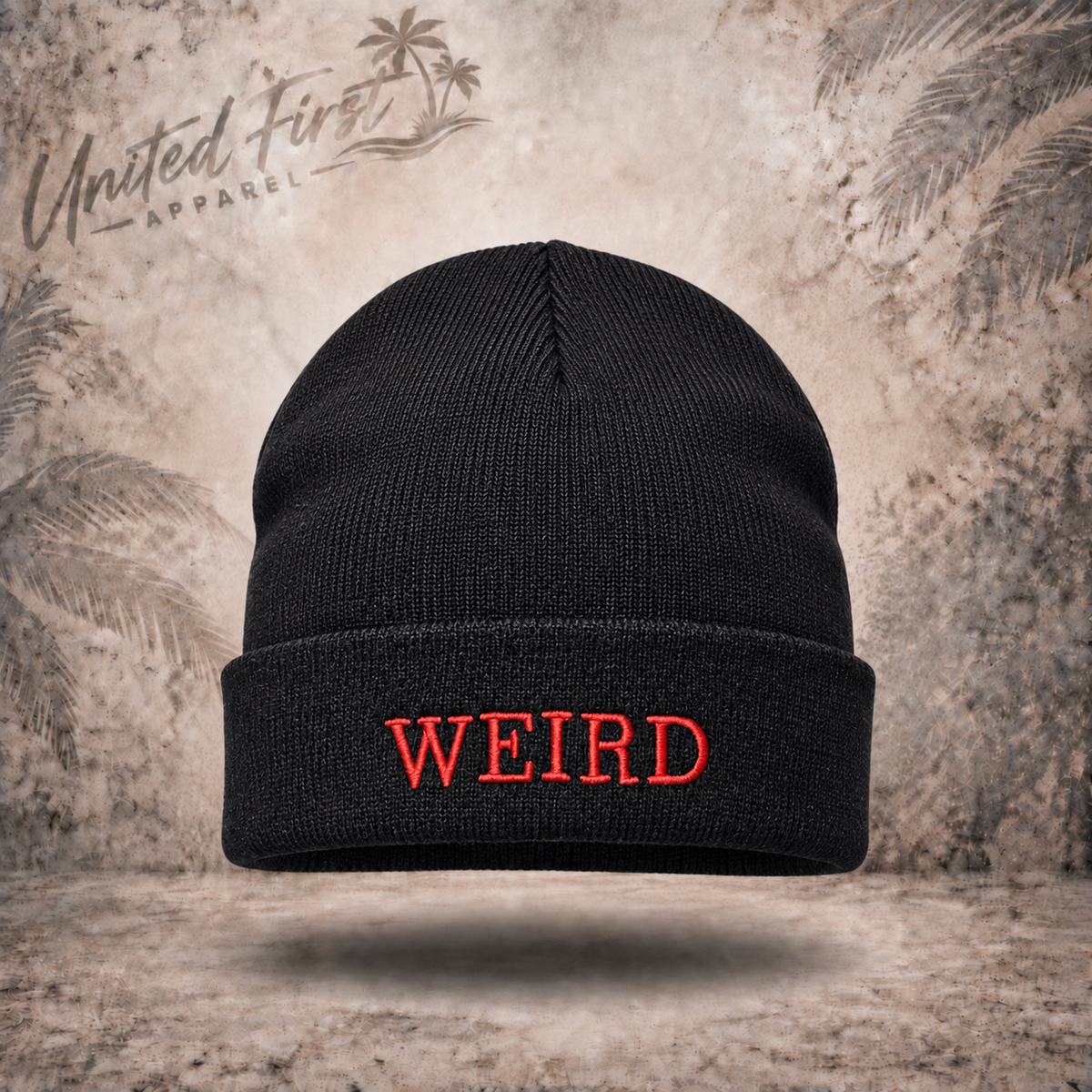 WEIRD embroidered knit beanie