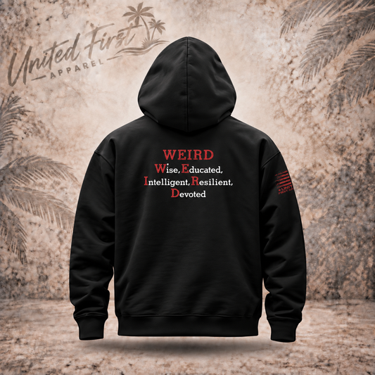 WEIRD definition unisex graphic hoodie