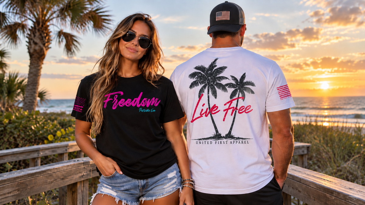 United First Apparel Live Free lifestyle T-shirt